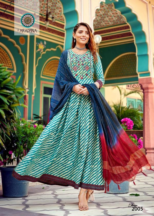 Aradhna Lehriya 2 Fancy Wear Rayon Anarkali Kurti With Dupatta Collection